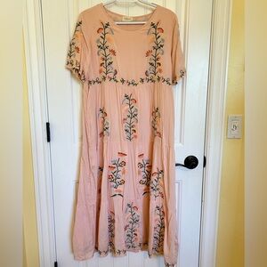 ORANGE CREEK- Beautiful embroidered casual dress, Blush color, size M. Worn once